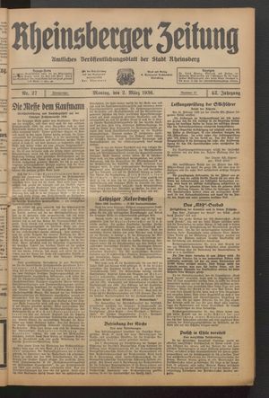 Rheinsberger Zeitung vom 02.03.1936