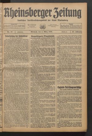Rheinsberger Zeitung vom 04.03.1936