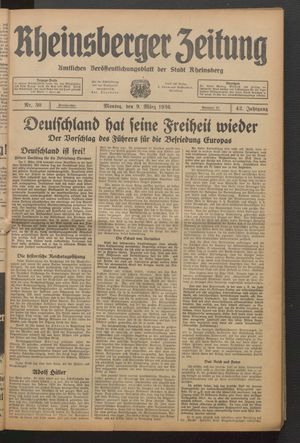 Rheinsberger Zeitung vom 09.03.1936