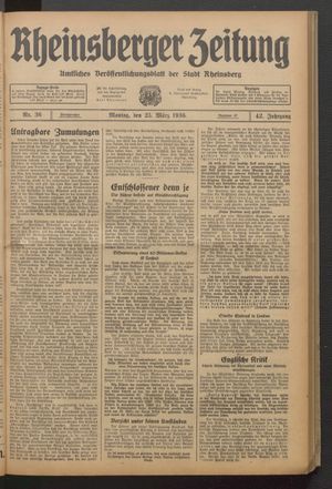 Rheinsberger Zeitung vom 23.03.1936