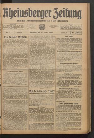 Rheinsberger Zeitung vom 25.03.1936