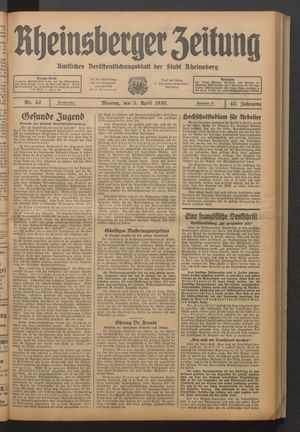 Rheinsberger Zeitung vom 05.04.1936