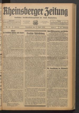 Rheinsberger Zeitung vom 11.04.1936