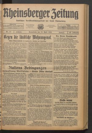 Rheinsberger Zeitung vom 18.04.1936