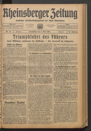 Rheinsberger Zeitung vom 02.05.1936