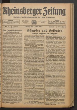 Rheinsberger Zeitung vom 04.05.1936