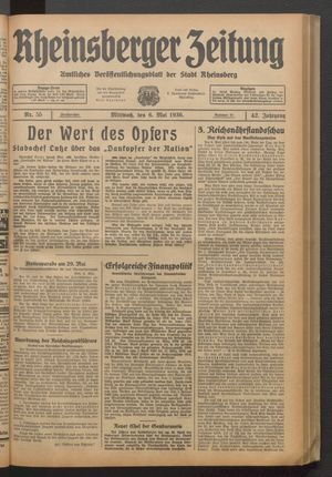 Rheinsberger Zeitung vom 06.05.1936