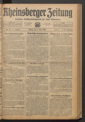 Rheinsberger Zeitung vom 08.05.1936