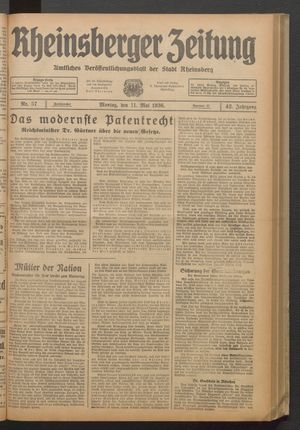 Rheinsberger Zeitung vom 11.05.1936