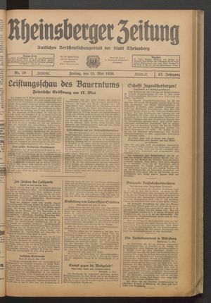 Rheinsberger Zeitung vom 15.05.1936