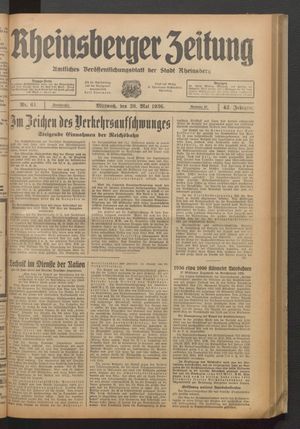 Rheinsberger Zeitung vom 20.05.1936