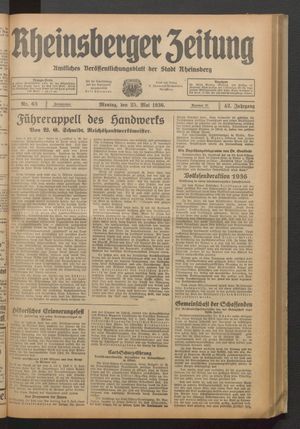 Rheinsberger Zeitung vom 25.05.1936