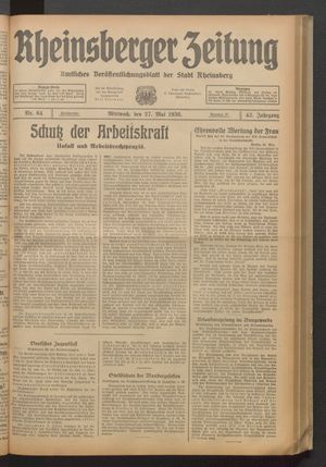 Rheinsberger Zeitung vom 27.05.1936