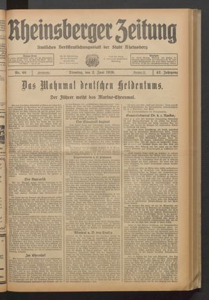 Rheinsberger Zeitung vom 02.06.1936