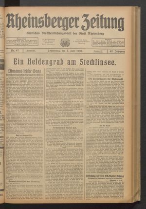 Rheinsberger Zeitung vom 04.06.1936