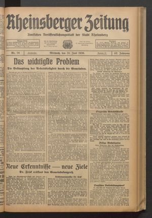 Rheinsberger Zeitung vom 10.06.1936