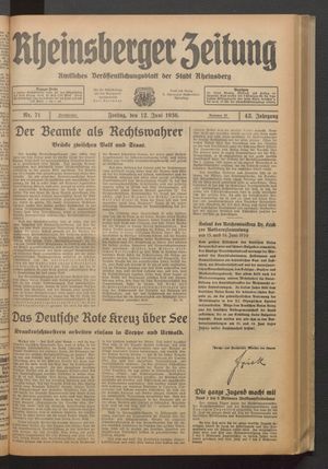 Rheinsberger Zeitung vom 12.06.1936