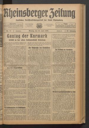 Rheinsberger Zeitung on Jun 22, 1936