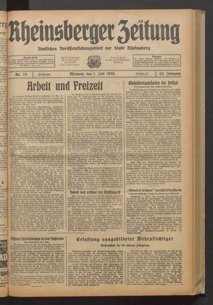 Rheinsberger Zeitung vom 01.07.1936