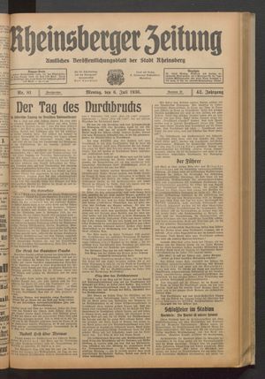 Rheinsberger Zeitung vom 06.07.1936