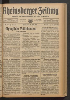 Rheinsberger Zeitung vom 10.07.1936