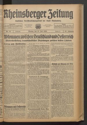 Rheinsberger Zeitung vom 13.07.1936