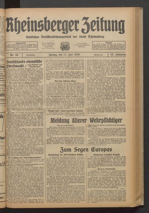 Rheinsberger Zeitung vom 17.07.1936
