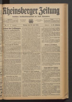 Rheinsberger Zeitung vom 20.07.1936