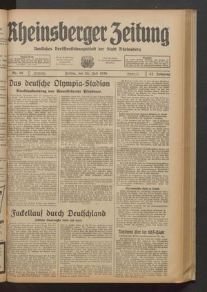 Rheinsberger Zeitung vom 24.07.1936