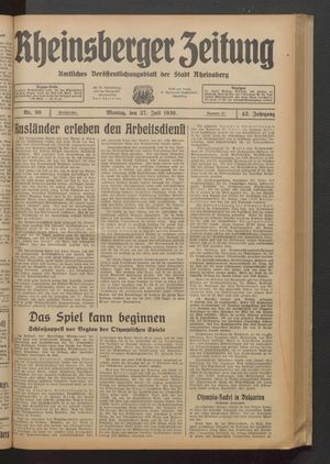 Rheinsberger Zeitung on Jul 27, 1936