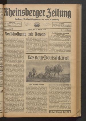 Rheinsberger Zeitung vom 07.08.1936