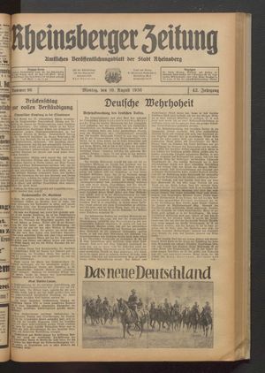 Rheinsberger Zeitung vom 10.08.1936