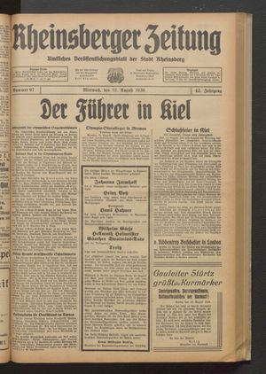 Rheinsberger Zeitung vom 12.08.1936