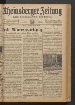 Rheinsberger Zeitung vom 21.08.1936
