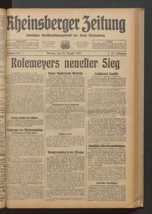 Rheinsberger Zeitung vom 24.08.1936