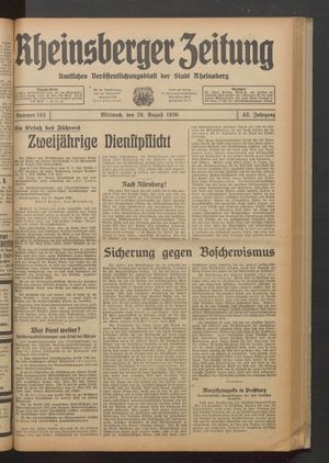 Rheinsberger Zeitung vom 26.08.1936