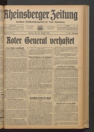 Rheinsberger Zeitung on Aug 28, 1936