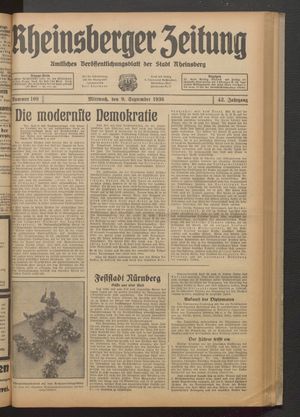 Rheinsberger Zeitung vom 09.09.1936