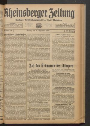 Rheinsberger Zeitung vom 21.09.1936