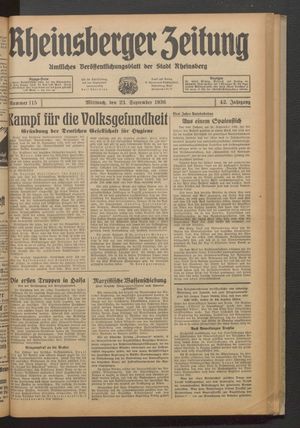 Rheinsberger Zeitung vom 23.09.1936