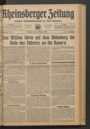 Rheinsberger Zeitung vom 05.10.1936