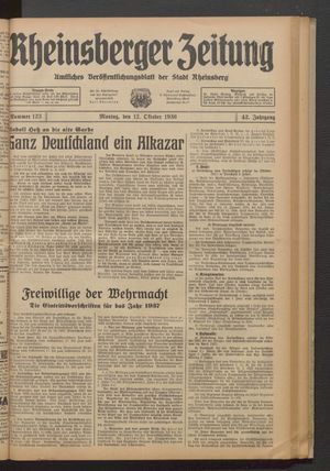 Rheinsberger Zeitung vom 12.10.1936