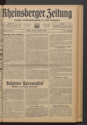 Rheinsberger Zeitung on Oct 16, 1936