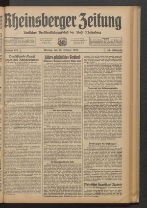 Rheinsberger Zeitung vom 19.10.1936