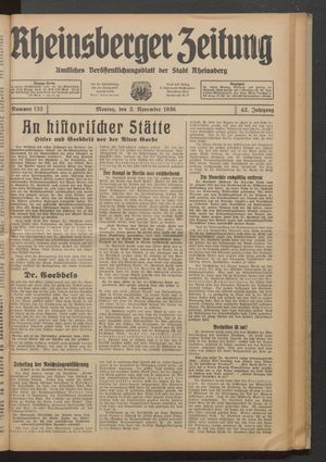 Rheinsberger Zeitung vom 02.11.1936