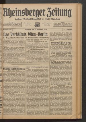 Rheinsberger Zeitung vom 04.11.1936