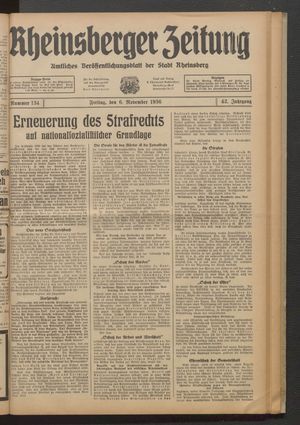 Rheinsberger Zeitung vom 06.11.1936