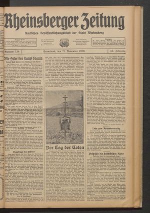 Rheinsberger Zeitung vom 21.11.1936