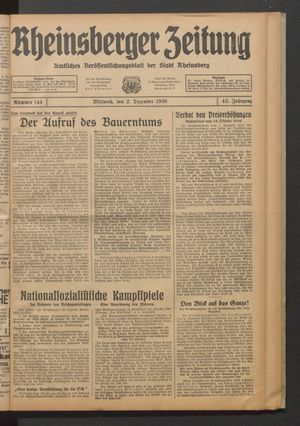 Rheinsberger Zeitung vom 02.12.1936