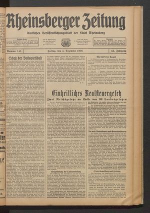 Rheinsberger Zeitung vom 04.12.1936